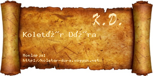 Koletár Dóra névjegykártya